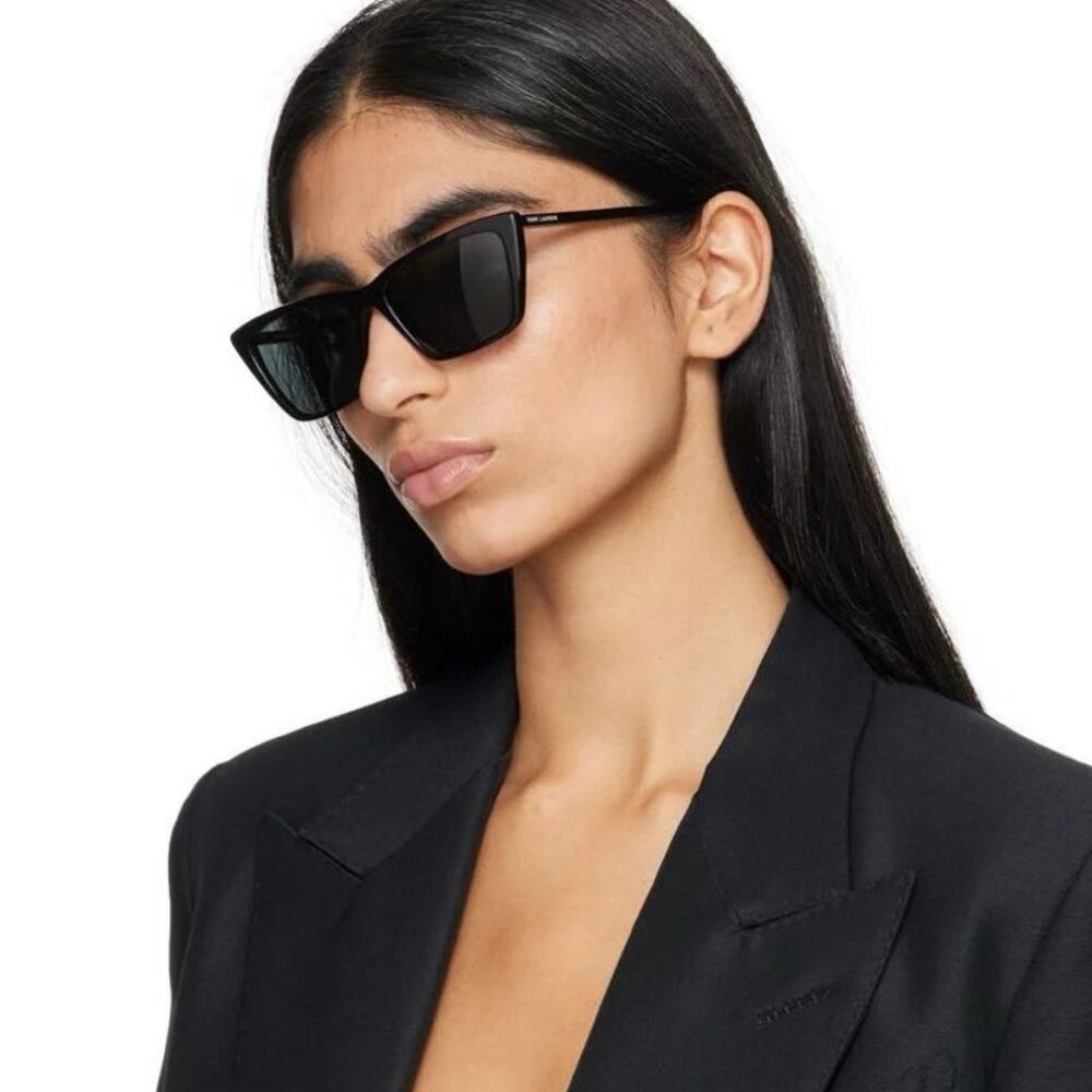 Saint Laurent Men Sunglasses Black Cat Eye SL737 MICA THIN 001 BRAND NEW - Picture 11 of 14
